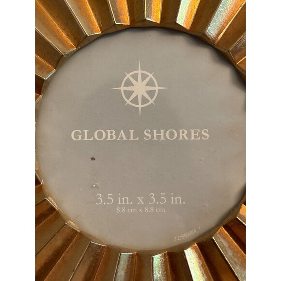 Vintage Global Shores 3.5" x 3.5" Gold Picture Frame With Textured Sunburst Desi - Picture 3 of 4